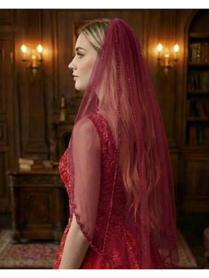 Magic Tiara Boncuk Kenar Detaylı Gelin Duvağı – Romantik ve Şık Dokunuş