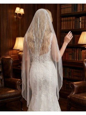 Magic Tiara Kristal Boncuklu Gelin Duvağı – Işıltılı ve Modern Zarafet