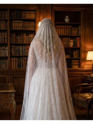 Magic Tiara Işıltılı Gelin Duvağı – Simli ve El Işlemeli Tül