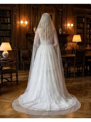 Magic Tiara Zarif Süslemeli Tül Gelin Duvak – Romantik Beyaz Aksesuar