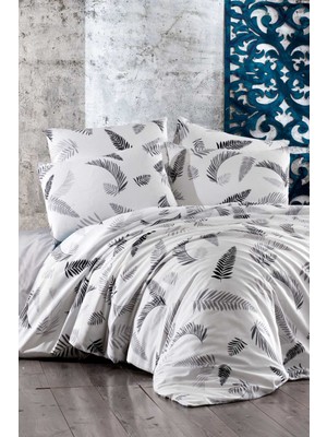 Rubby Avm Çift Kişilik Lastikli Çarşaflı Pamuklu Nevresim Takımı Gray Leaf