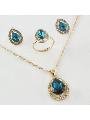 SiHako Kutulu Taşlı Set Kolye 1,5 cm