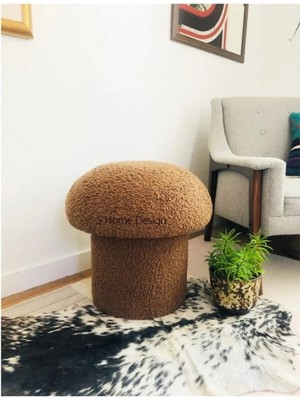 S Home Design Concept Mushroom Mantar Puf, Teddy, Camel