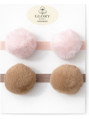 Glory Baby Kız Çocuk Bebek Ponponlu Bandana 2'li Set