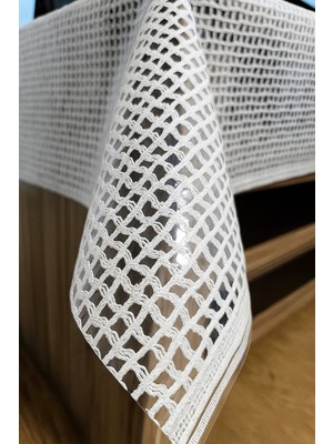 Lüks Hasır Desen Pvc Kaplamalı Silinebilir Su Geçirmez Şeffaf Masa Örtüsü