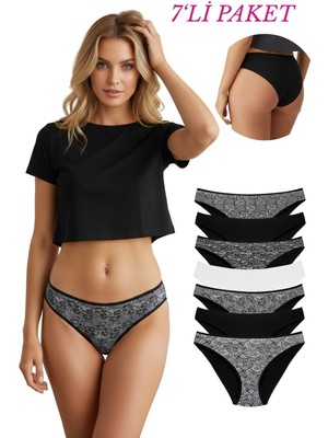 New Lilla 18001-7 Dantel Baskılı 7'li külot Paketi