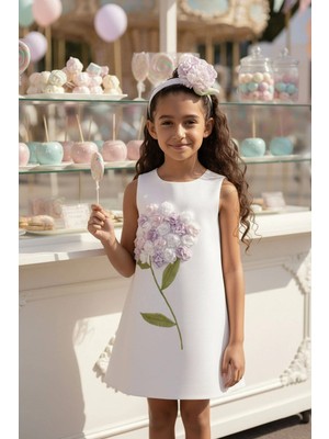 Pamina Kız Çocuk Abiye Elbise 3-7 Yaş Ekru