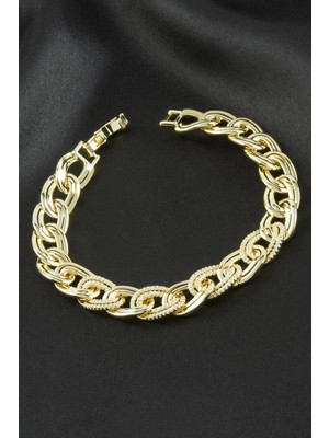 SiHako Zirkon Taşlı Çift Zincirli Lüks Çelik Bileklik