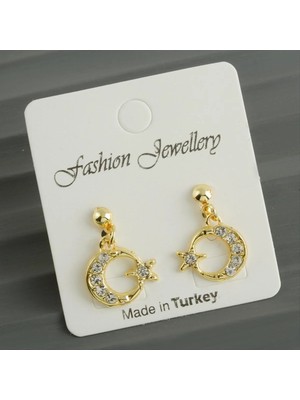 SiHako Ay Yıldız Taşlı Küpe