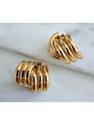 Les Séduisantes C.A. Iç Içe Sarmal Altın Kaplama Küpe Vıp