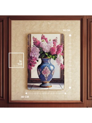 İki Yedi Konsept Wigley Işıltılı Taşlı Klasik Vazo Çiçek Duvar Tablosu 40X60 cm Salon Ofis Dekor Duvar Dekorasyonu
