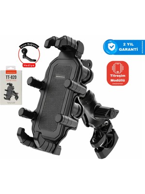 Knmaster TT-820 360° Ayarlanabilir Titreşim Önleyici Siyah  Motosiklet Telefon Tutucu