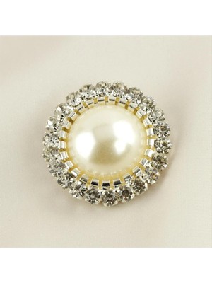 SiHako Yuvarlak Inci Taşlı Broş