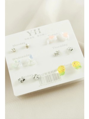 SiHako 12 Adet Karışık Metal Taşlı Küpe