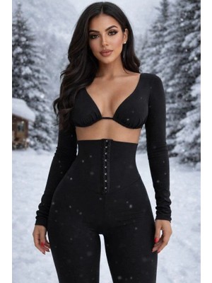 Modatıkla Kadın Yüksek Bel Toparlayıcı Korse Detay Agraflı Çelik Kumaş Tayt