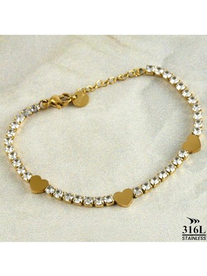 SiHako Kalp Zirkon Taşlı Lüks Çelik Bileklik