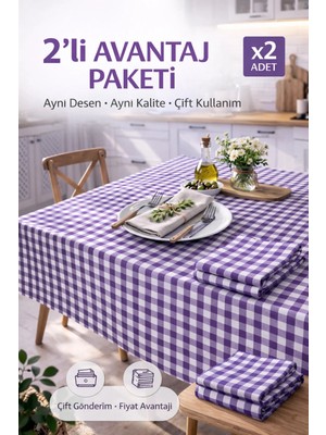 2'li Paket Küçük Kare Desen Pötikareli Masa Örtüsü, Sofra Bezi, Piknik Örtüsü 170 x 170 cm