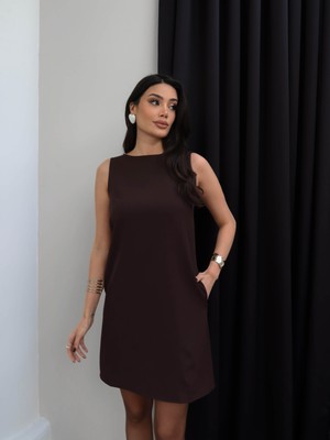 Esra Helvacı Bisiklet Yaka Kalın Askılı Elbise