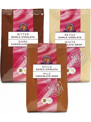 Altınmarka Sütlü Damla Çikolata 1 kg, Bitter Damla Çikolata 1 kg, Beyaz Damla Çikolata 1 kg