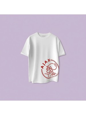 Cakkey Erkek Baskılı Pamuklu Kısa Kollu T-Shirt Günlük Stil Oversize Kesim Beyaz Renk