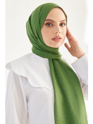 inStyle Elle F Desen Jakarlı Pamuklu Şal - Haki