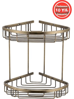 Banyom Home Paslanmaz Pirinç Zerrin 2'li 22X22 cm Şampuanlık Banyo Rafı