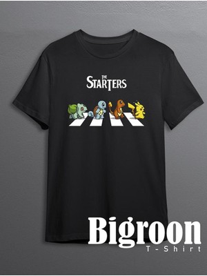 BUMETA Pokemon Pikachu Charizard Squirtle Bulbasaur Balbazar Tişört Unisex T-Shirt