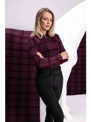 Pikeur Kadın Binicilik Sweatshirt Top Manches Longues Col Zip
