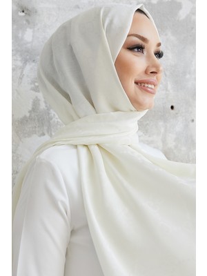 inStyle Ariva G Desen Jakarlı Pamuklu Şal - Beyaz