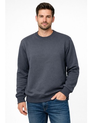 Polo State Erkek Bisiklet Yaka Regular Fit 3 Iplik Pamuklu Füme Sweatshirt