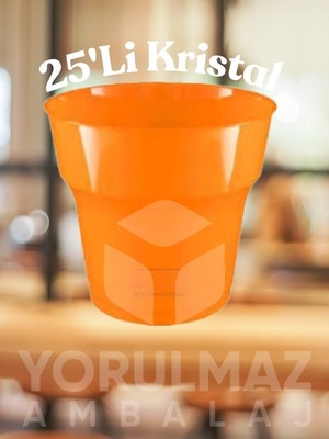 Yorulmaz Ambalaj ✨🍊turuncu Kristal Plastik Bardak 25’li – Canlı Renkli, Sert Mika Görünümlü, Dayanıklı Tek Kullanımlık Bardak ✨🍊