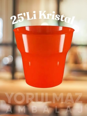 Yorulmaz Ambalaj ✨🥂kırmızı Kristal Plastik Bardak 25’li – Canlı Renkli, Sert Mika Görünümlü, Dayanıklı, Parti & Davet Için Tek Kullanımlık Bardak ✨🥂