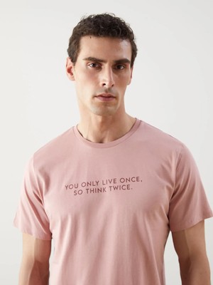 Lc Waikiki Yeni Sezon Bisiklet Yaka Baskılı Penye Erkek Tişört