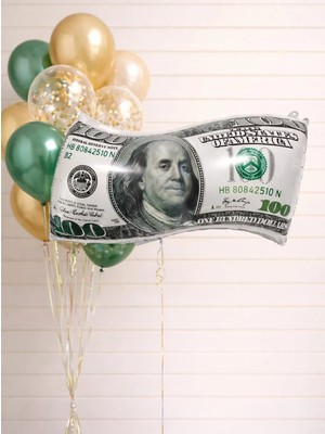 Parti Adresi Dolar Banknot Model Folyo Balon – Eğlenceli Parti Dekoru 65 cm