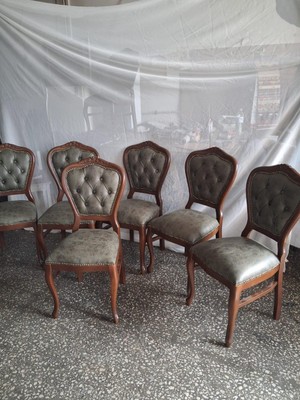 Bengi Ankara Mobilya Sandalye  Klasik 90613 Model Kayın Aslan Ayak Ceviz Nubuk Kumaş 6 Adet El Yapım