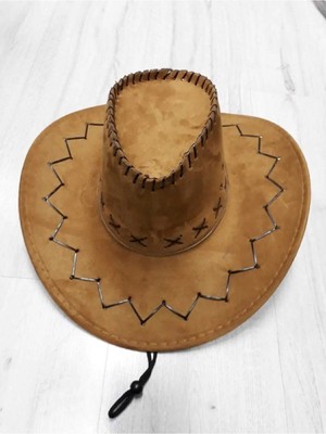 bilqasmi Süet Fötr Şapka Kovboy Tarzı, Ayarlanabilir Ipli, Unisex Şapka