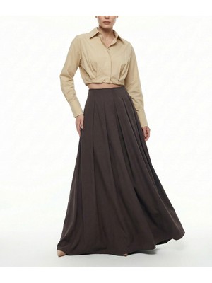 Societa Kahve Pili detaylı yüksek bel etek 81340