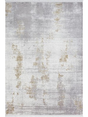 Karmen Halı Elegance EG012A Gri Gold Detaylı Modern Viskon Doğal Iplik Bambu Halı Tozu Az Salon Halısı Koridor