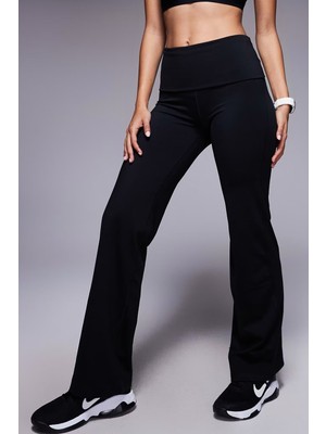 Nike Training One High Rise Foldover Pants Kadın Yüksek ve Katlanabilir Bel Eşofman Altı Siyah