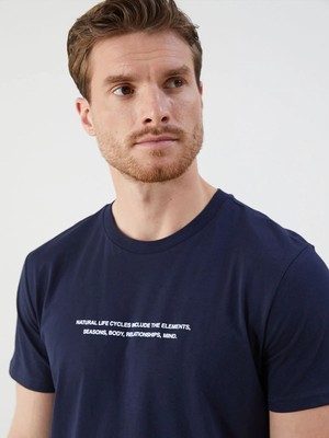 Lc Waikiki Yeni Sezon Bisiklet Yaka Baskılı Penye Erkek Tişört