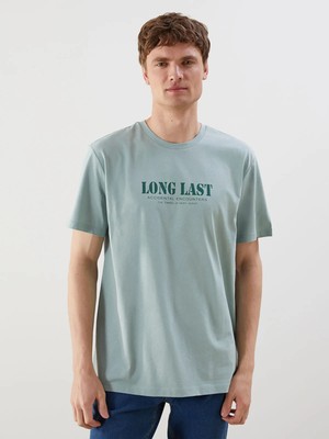 Lc Waikiki Yeni Sezon Bisiklet Yaka Baskılı Penye Erkek Tişört