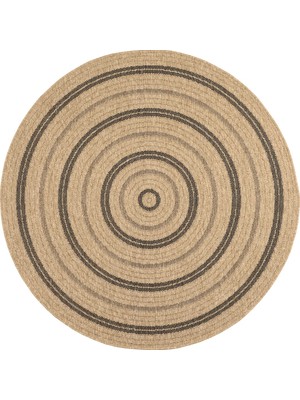 Maison Nazar Nature - Doğal Jüt Efektli ve Siyah Dairesel Desenli Yuvarlak Halı - NAT8863NOI-DAİRE