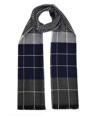 Tudors Erkek Kışlık Atkı Lacivert Renk Standart Beden Düz Desenli Rahat Kullanım