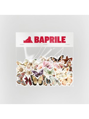 Baprile Kelebekler ve Çiçekler Sticker Paketi 22 Parça Kaliteli Su Geçirmez Etiket Seti