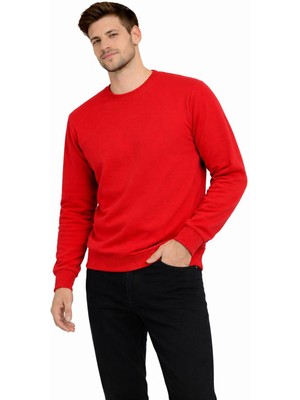 Polo State Erkek Bisiklet Yaka Regular Fit 3 Iplik Pamuklu Kırmızı Sweatshirt