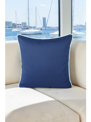 Visionario Kırlent Kılıfı 45X45 Su Geçirmez Outdoor Keten Beyaz Biyeli Marin Tekne Bahçe Balkon