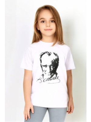 Modanino Kız Çocuk Ataturk Posterli T-Shirt 4-8 Yaş 12537