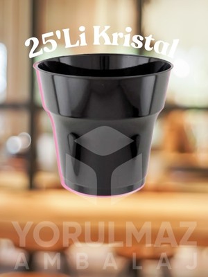 Yorulmaz Ambalaj ✨🖤siyah Kristal Plastik Bardak 25’li – Şık & Lüks Görünümlü, Sert Mika Yapılı, Dayanıklı Tek Kullanımlık Bardak ✨🖤