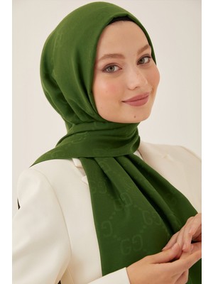 inStyle Ariva G Desen Jakarlı Pamuklu Şal - Haki