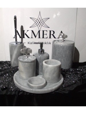Akmera Home Doğal Gri Mermer 7 Parça Banyo Seti